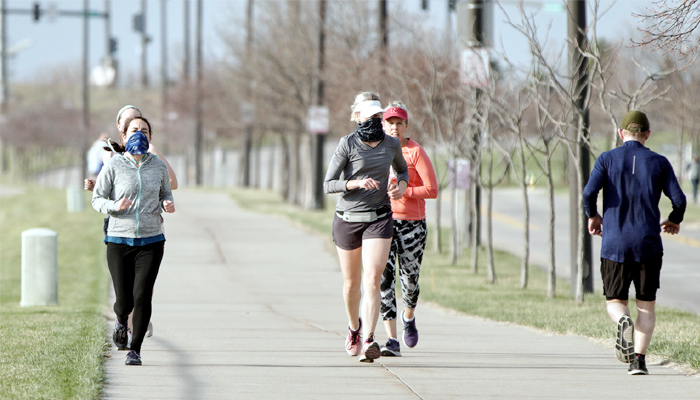 start cycling, jogging, running again