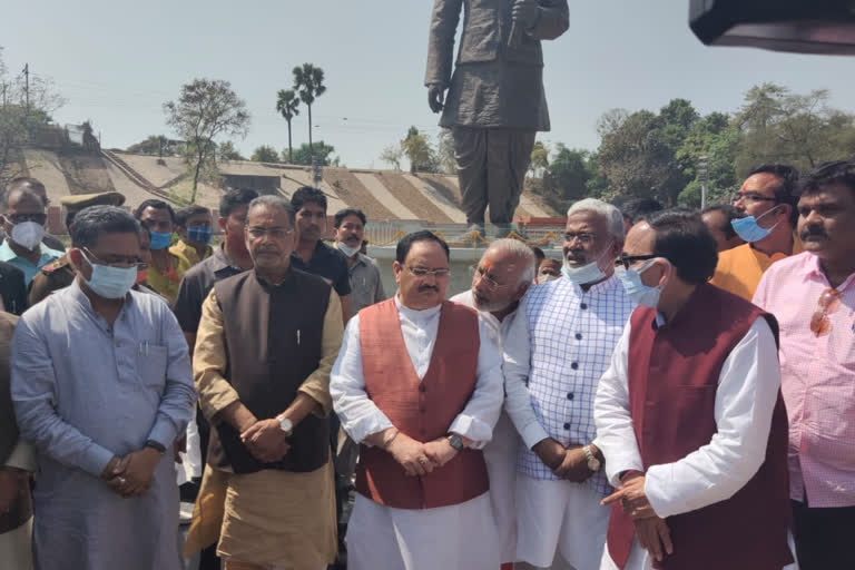 JP Nadda in deen dayal Park