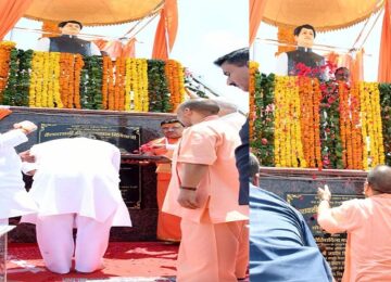 CM Yogi unveiled the statue of Madhavraj Scindia