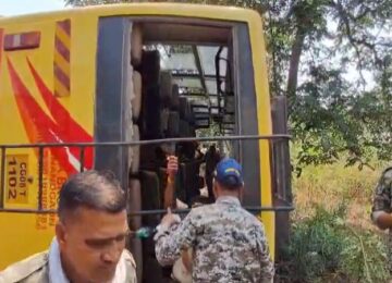 CRPF Bus Overturned