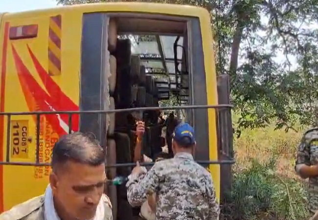 CRPF Bus Overturned