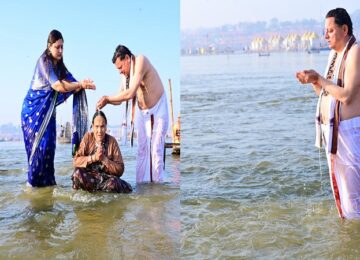 CM Dhami takes holy dip in Sangam