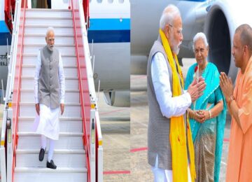Governor and CM Yogi welcomed PM Modi on his arrival in Varanasi