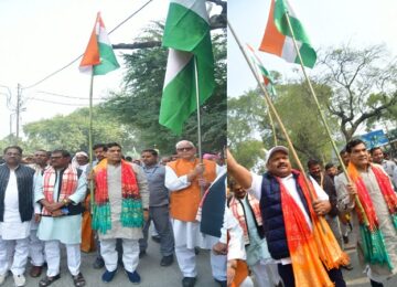 AK Sharma led the Unity March in Bhadohi