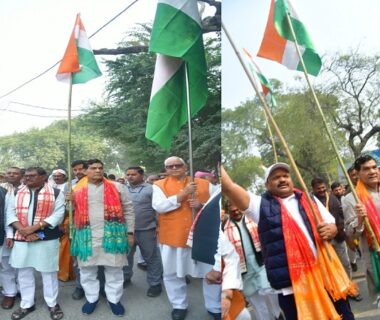 AK Sharma led the Unity March in Bhadohi