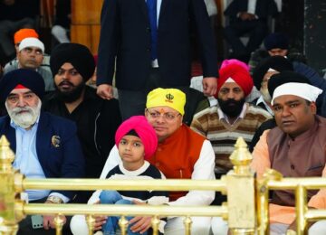 CM Dhami listened to Shabad Kirtan at Race Course Gurdwara