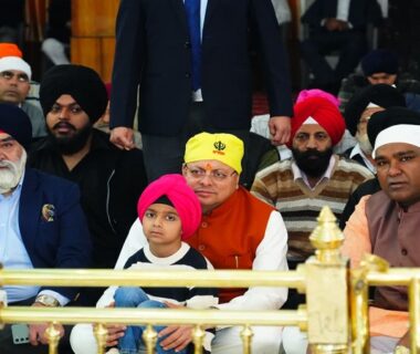 CM Dhami listened to Shabad Kirtan at Race Course Gurdwara