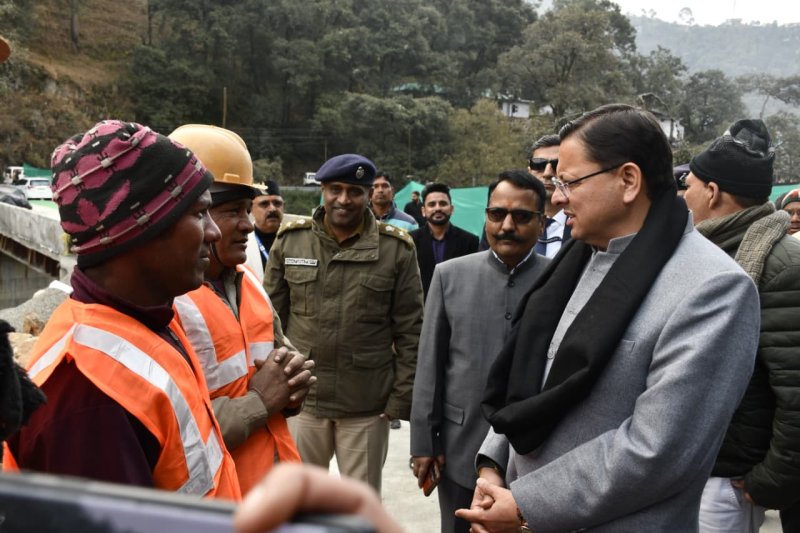 CM Dhami inspected the Kainchi Dham bypass.