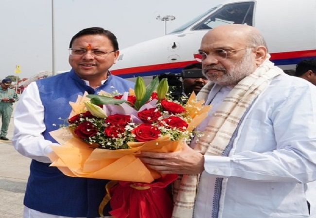 Amit Shah was welcomed by CM Dhami