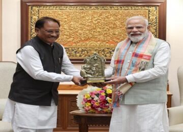 CM Vishnudev Sai presented PM Modi with a bell metal artwork titled 'Mata Kaushalya's Ram'.