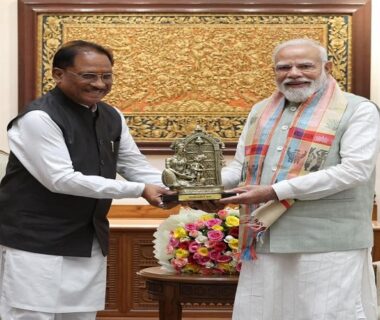 CM Vishnudev Sai presented PM Modi with a bell metal artwork titled 'Mata Kaushalya's Ram'.