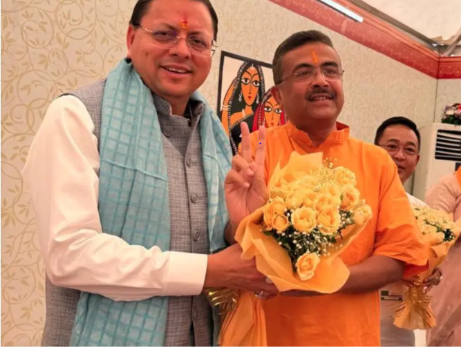 CM Dhami attended the swearing-in ceremony of Shubhendu Adhikari